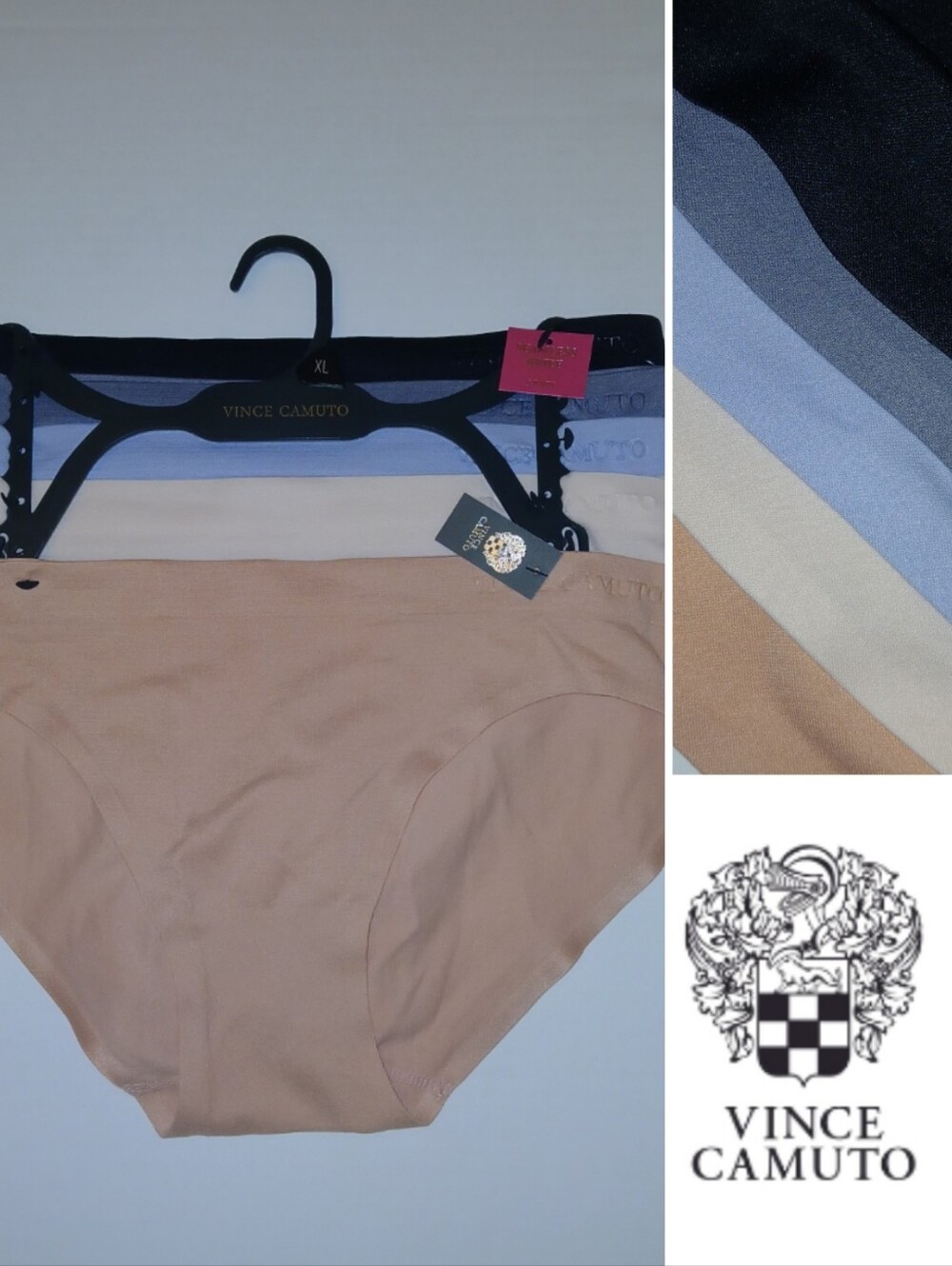 5 pair Vince Camuto Seamless Briefs, Nylon / Spandex. Neutral